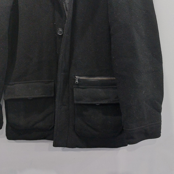 Roots Men's Black Wool Peacoat Jacket Small - Picture 3 of 5